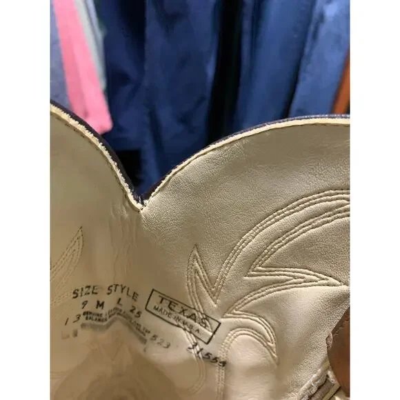 Texas Brand Western Cowboy Boots Brown Men's Size 9M - Picture 16 of 16